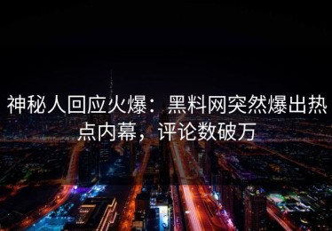 神秘人回应火爆：黑料网突然爆出热点内幕，评论数破万
