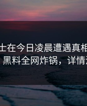 业内人士在今日凌晨遭遇真相刷屏不断，黑料全网炸锅，详情深扒