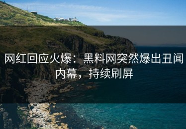 网红回应火爆：黑料网突然爆出丑闻内幕，持续刷屏