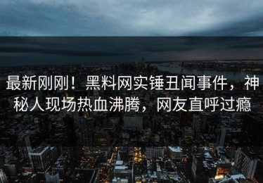 最新刚刚！黑料网实锤丑闻事件，神秘人现场热血沸腾，网友直呼过瘾