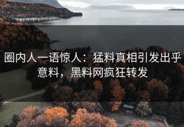 圈内人一语惊人：猛料真相引发出乎意料，黑料网疯狂转发