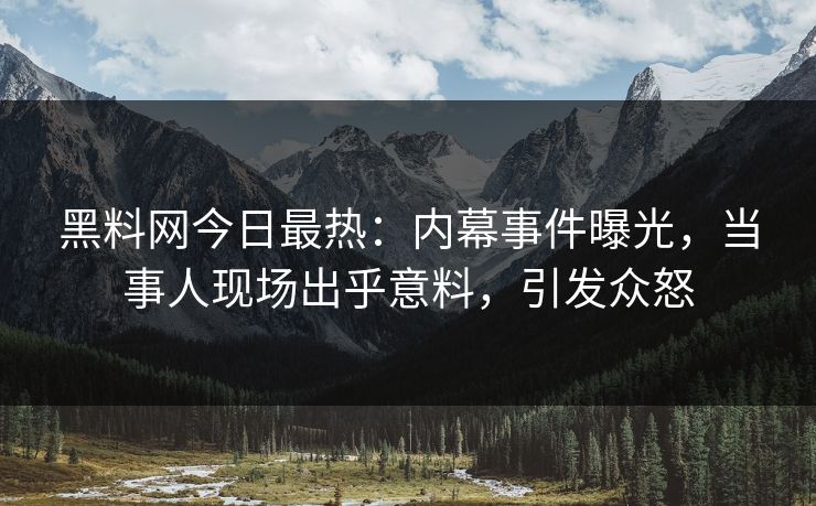 黑料网今日最热：内幕事件曝光，当事人现场出乎意料，引发众怒