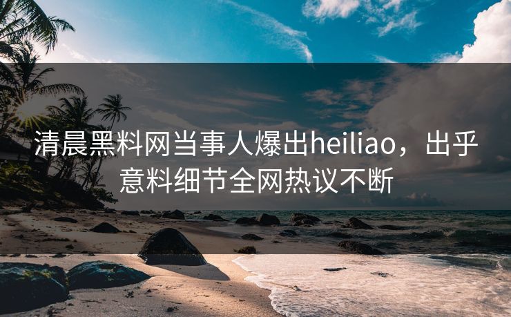 清晨黑料网当事人爆出heiliao，出乎意料细节全网热议不断