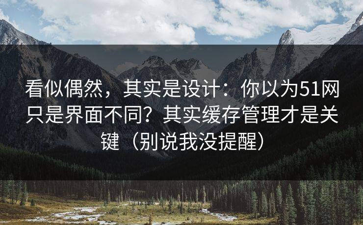 看似偶然，其实是设计：你以为51网只是界面不同？其实缓存管理才是关键（别说我没提醒）